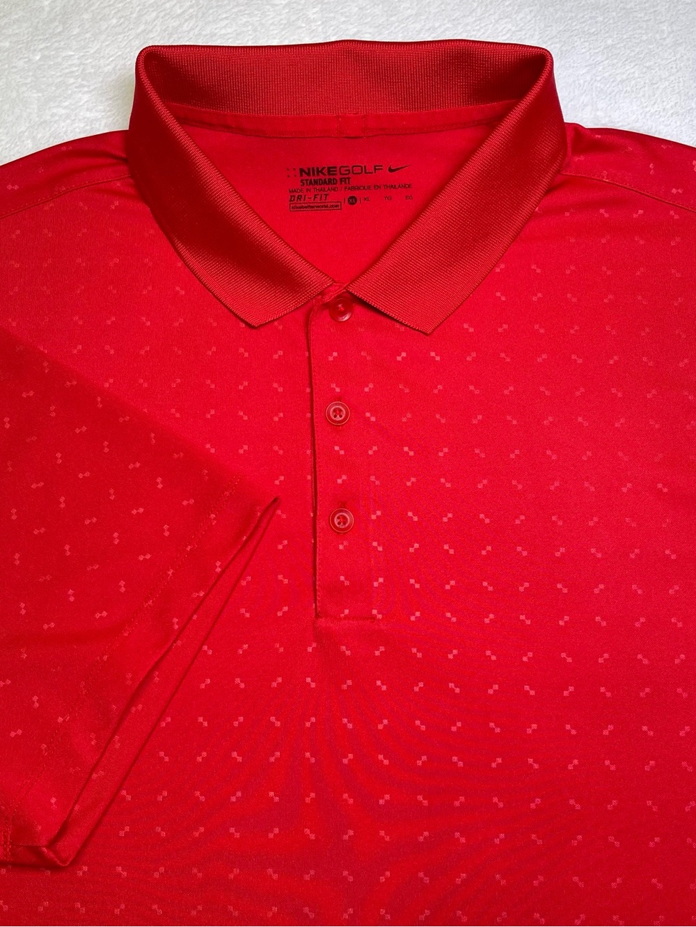 Nike Golf Dri-FIT Polo Shirt Mens XL Red Diamond Micro Pattern Short Sleeve